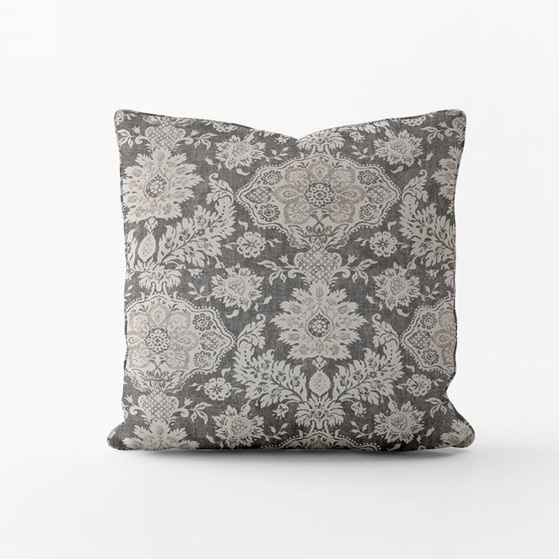 Decorative Pillows in Belmont Metal Gray Floral Damask