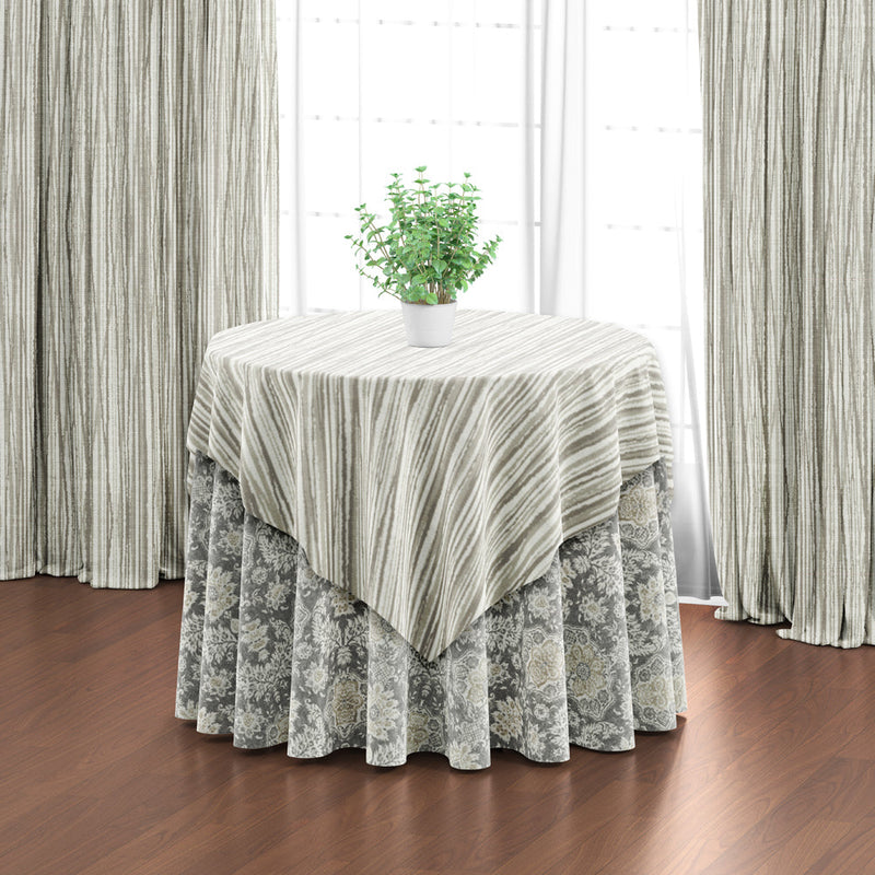 Round Tablecloth in Belmont Mist Pale Gray Floral Damask