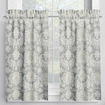 Tailored Tier Curtains in Belmont Mist Pale Gray Floral Damask