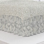 Gathered Bedskirt in Belmont Mist Pale Gray Floral Damask