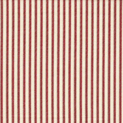 Round Tablecloth in Farmhouse Red Traditional Ticking Stripe on Beige