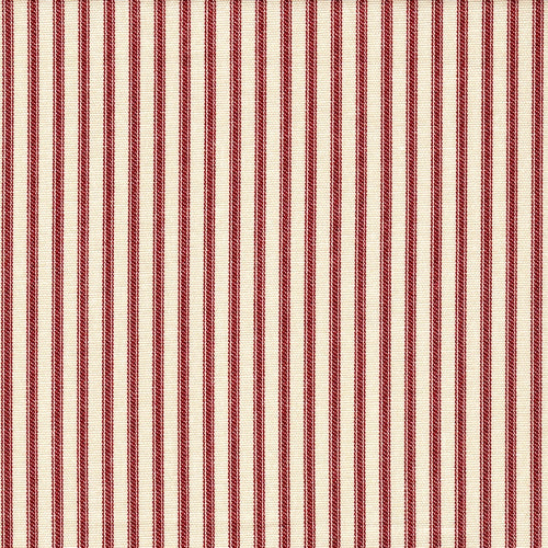 Round Tablecloth in Farmhouse Red Traditional Ticking Stripe on Beige