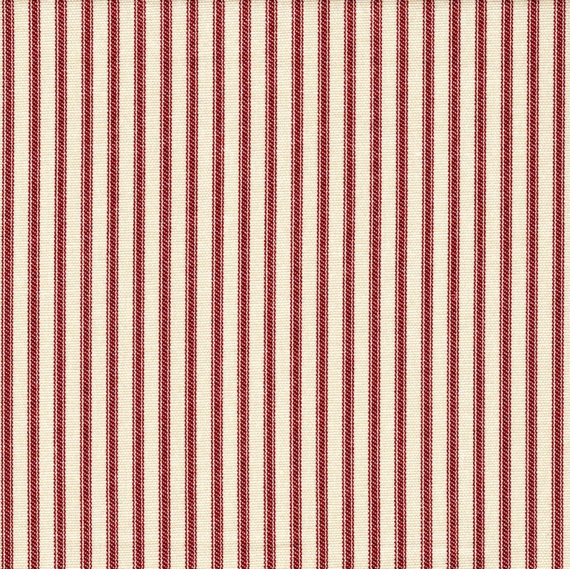 Round Tablecloth in Farmhouse Red Traditional Ticking Stripe on Beige