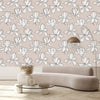 Beige Large Flowers Wallpaper