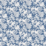 Gathered Bedskirt in Birdsong Navy Blue Bird Toile, Large Scale
