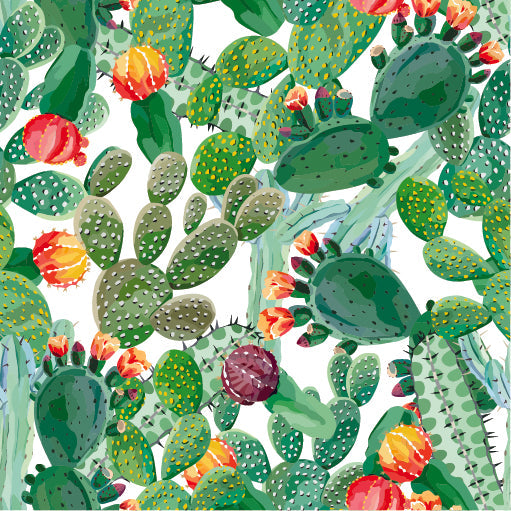Modish Cactus with Red Flowers Wallpaper Vogue