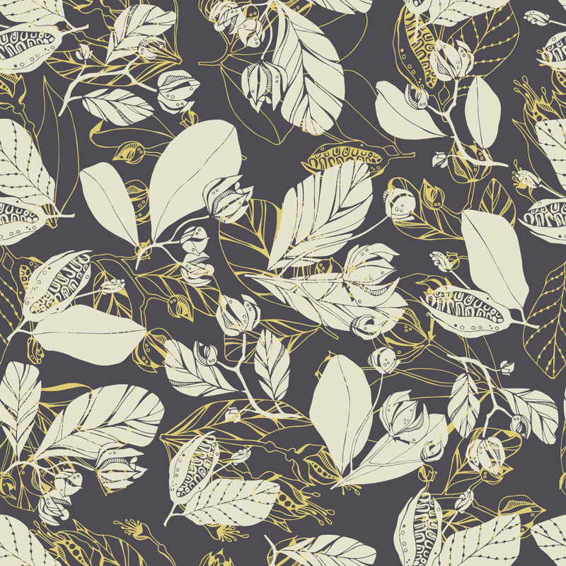 Beige and Yellow Leaves Wallpaper