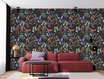 Dark Wallpaper with Berries and Leaves