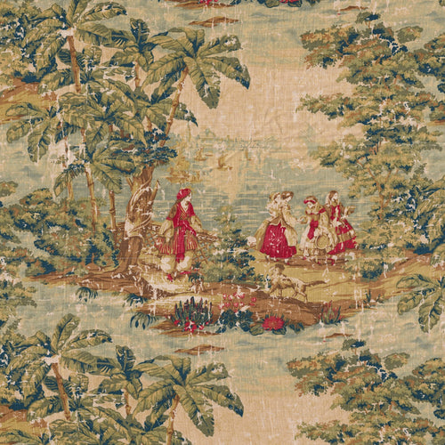 Rod Pocket Curtains in Bosporus Antique Red Toile