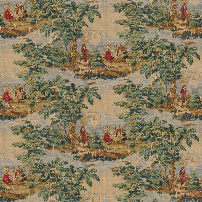 Rod Pocket Curtains in Bosporus Billiard Renaissance Toile