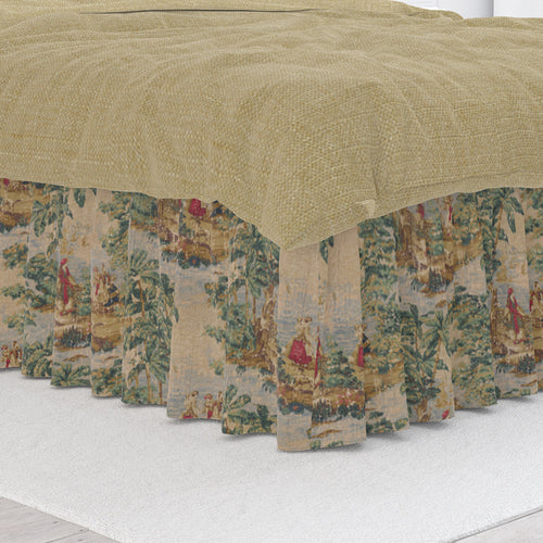 Gathered Bedskirt in Bosporus Billiard Renaissance Toile