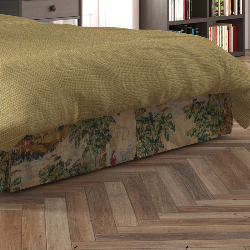 Tailored Bedskirt in Bosporus Billiard Renaissance Toile