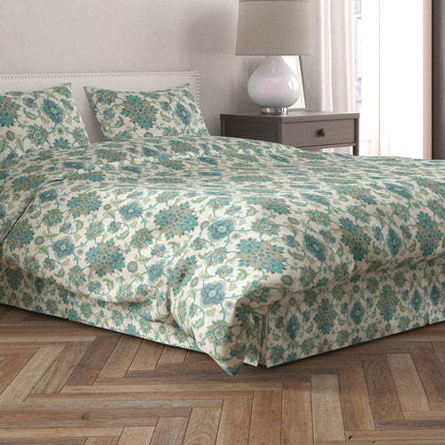 Tailored Bedskirt in Brooklyn Ocean Jacobean Floral Large Scale