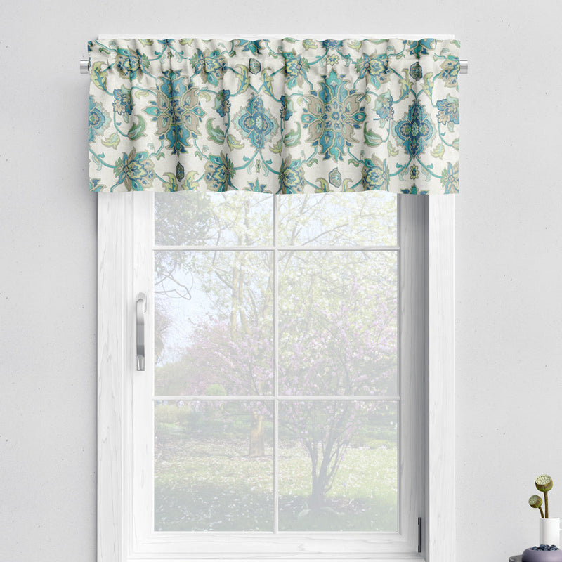 Tailored Valance in Brooklyn Ocean Jacobean Floral Large Scale