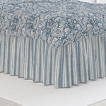 Gathered Bedskirt in Brunswick Denim Blue Stripe