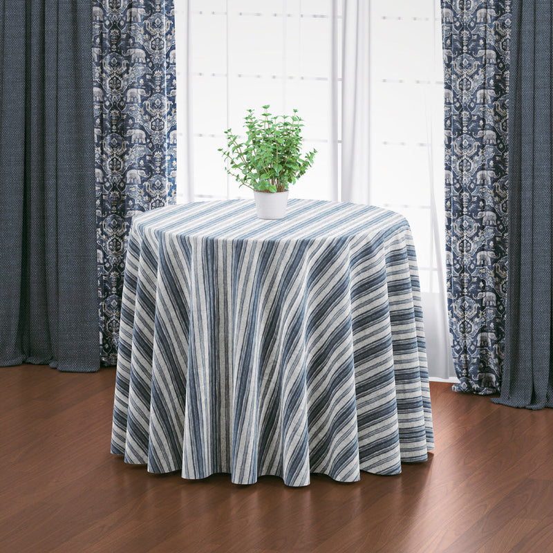 Round Tablecloth in Brunswick Denim Blue Stripe