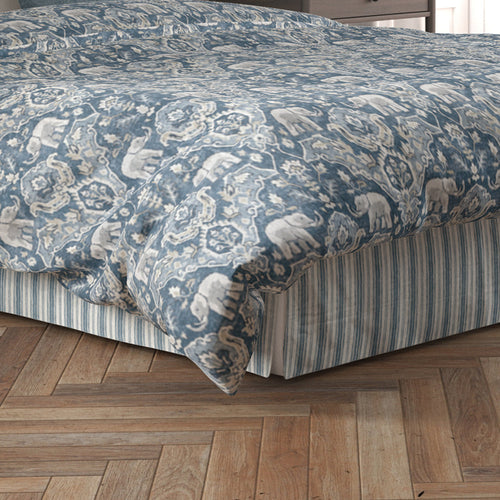 Tailored Bedskirt in Brunswick Denim Blue Stripe