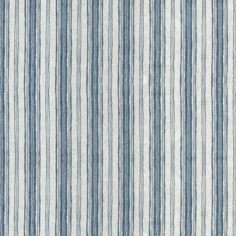 Gathered Bedskirt in Brunswick Denim Blue Stripe