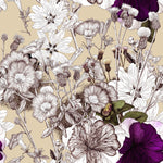 Stylish Modern Beige Floral Wallpaper