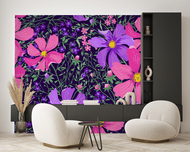 Pink and Violet Flowers Wallpaper