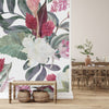 Contemporary Modern White Wallpaper with Flowers
