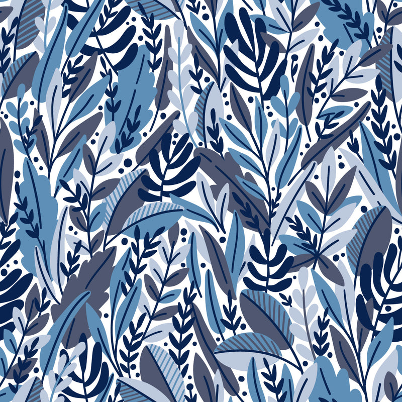 Contemporary Blue and Purple Leaves Wallpaper Smart