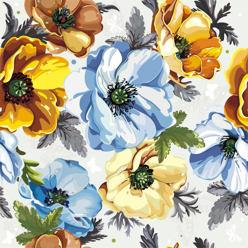 Blue and Yellow Flowers Wallpaper