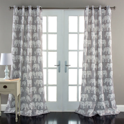 Elephant Parade Room Darkening Window Curtains Set