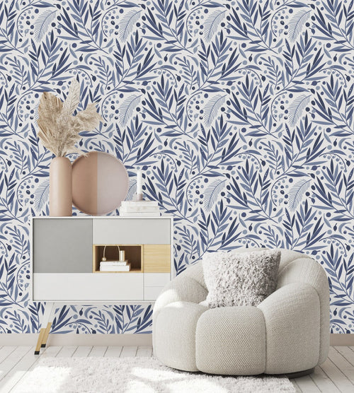Voguish Purple Leaves and Berries Wallpaper Smart