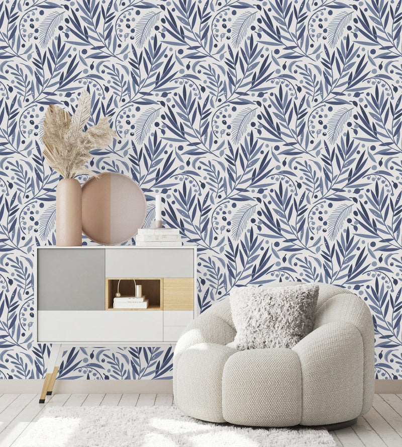Voguish Purple Leaves and Berries Wallpaper Smart