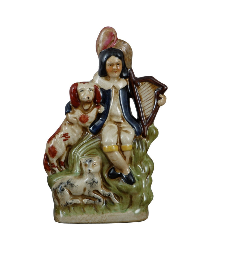 Staffordshire Harpist with Spaniel Dog Reproduction
