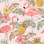 Pink Wallpaper with Pink Flamingos