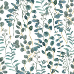 Voguish Dark Blue Leaves Wallpaper Chic