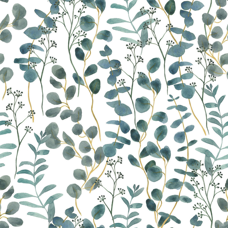 Voguish Dark Blue Leaves Wallpaper Chic