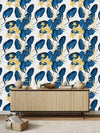 Contemporary Blue Leaves Wallpaper Smart