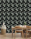 Fashionable Dark Wallpaper with Green Leaves Tasteful