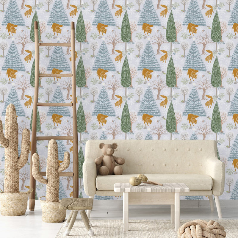 Voguish Winter Forest Wallpaper Fashionable