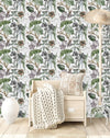 Floral Wallpaper and Leaves