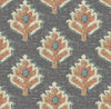 Rod Pocket Curtain Panels Pair in Carter Clay Block Print Botanical Design- Small Scale