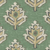 Rod Pocket Curtain Panels Pair in Carter Meadow Green Block Print Botanical Design- Small Scale