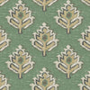 Gathered Bedskirt in Carter Meadow Green Block Print Botanical Design- Small Scale
