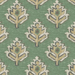 Gathered Bedskirt in Carter Meadow Green Block Print Botanical Design- Small Scale