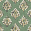 Rod Pocket Curtain Panels Pair in Carter Meadow Green Block Print Botanical Design- Small Scale