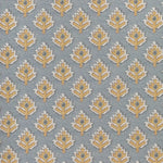 Rod Pocket Curtain Panels Pair in Carter Saffron Yellow Block Print Botanical Design- Small Scale