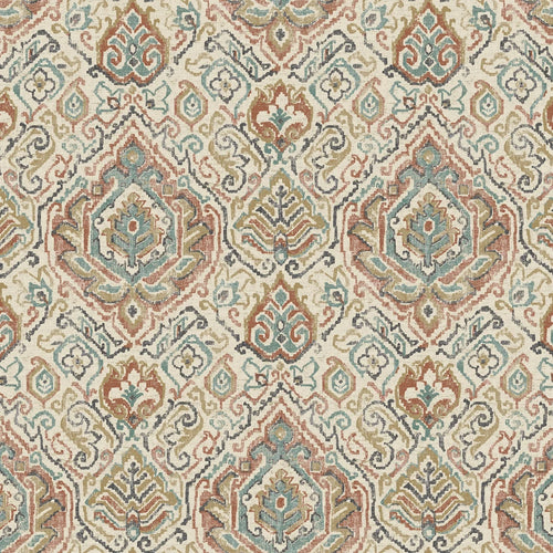 Gathered Bedskirt in Cathell Clay Medallion Weathered Persian Rug Design- Large Scale