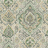 Rod Pocket Curtain Panels Pair in Cathell Meadow Green Medallion Weathered Persian Rug Design- Large Scale