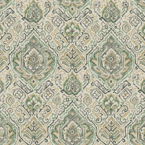 Bed Scarf in Cathell Meadow Green Medallion Weathered Persian Rug Design- Large Scale