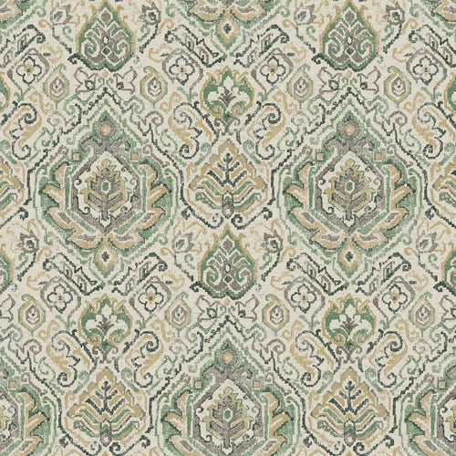 Bed Scarf in Cathell Meadow Green Medallion Weathered Persian Rug Design- Large Scale