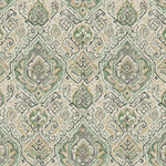 Rod Pocket Curtain Panels Pair in Cathell Meadow Green Medallion Weathered Persian Rug Design- Large Scale