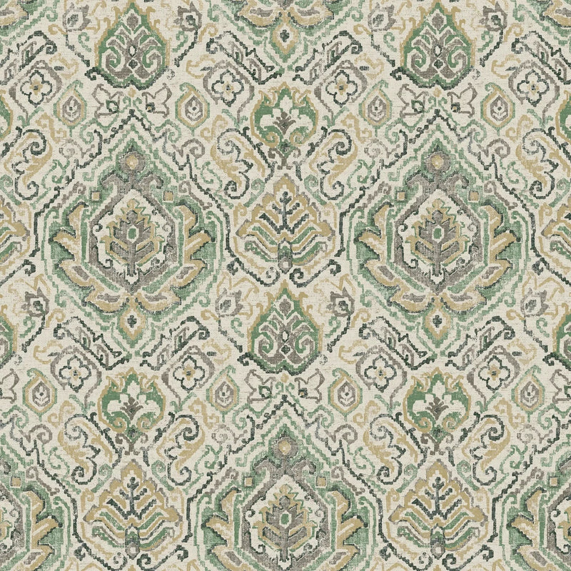 Bed Scarf in Cathell Meadow Green Medallion Weathered Persian Rug Design- Large Scale